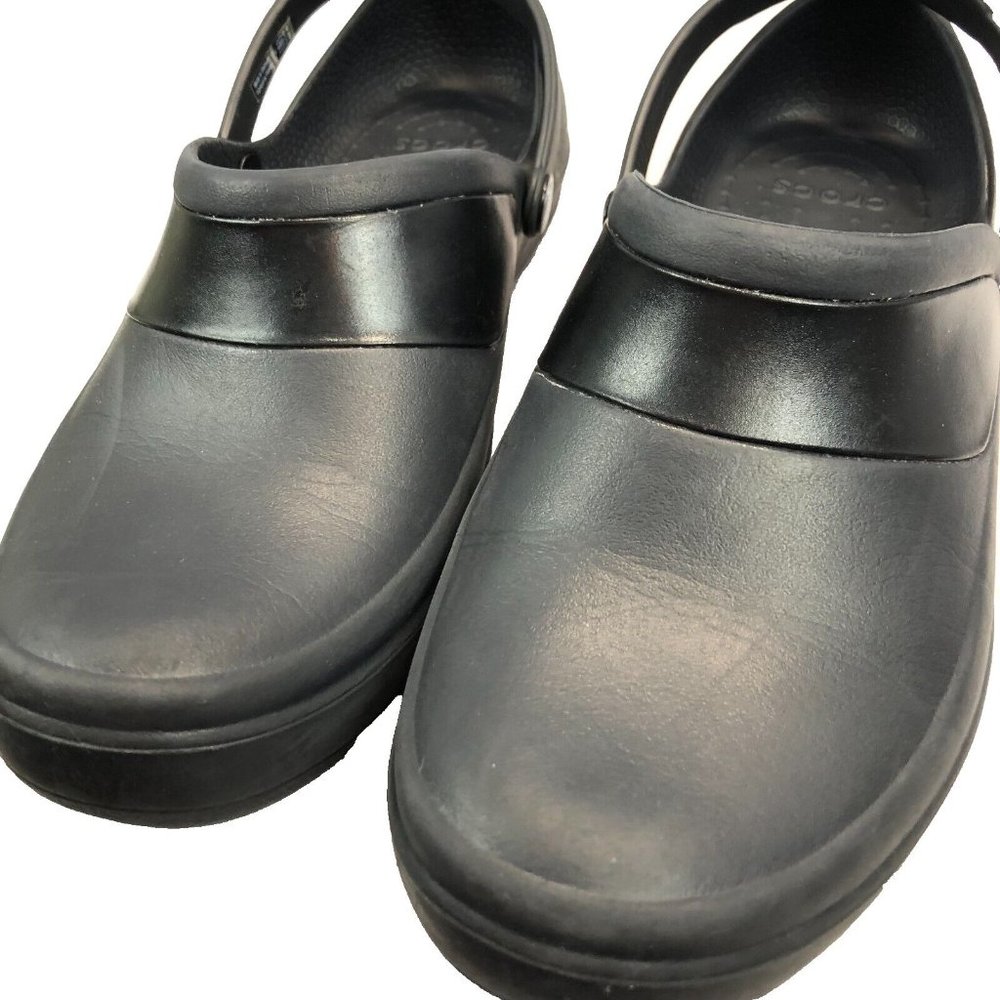Crocs Womens Sz 9 Work Bistro Chefs Catering Black Clog Mules Slip Resistant